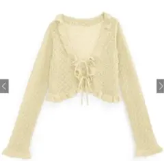 GRL 透かし編みリボンフリルカーディガン 【gn314】