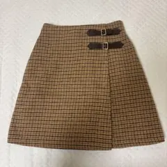 【美品】チェック柄 ミニスカート 飾りベルト付き M