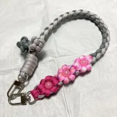 推し活ピンク 春 スマホストラップ ハンドストラップ パラコード ハンドメイド