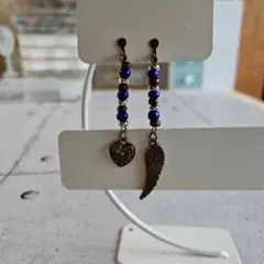 ハートと翼のデザイン イヤリング