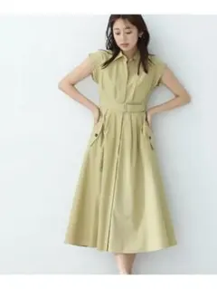 【ナチュラルビューティーベーシック】ベルテッドフレンチシャツワンピース