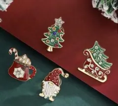 クリスマス　サンタ　ツリー　ピンバッチ　ピンズ4個セット