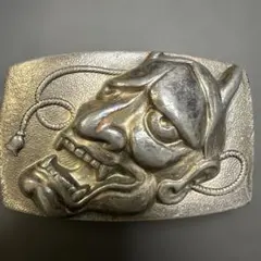 骨董，時代物，アンティーク，般若面 手彫りベルトバックル 真鍮 一点物 骨董，時代物，アンティーク，般若面 手彫りベルトバックル 真鍮 一点