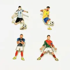 【現物撮影】W杯　ピンバッジ4個セット メッシ　 クリロナ エムバペ ネイマールのサムネイル