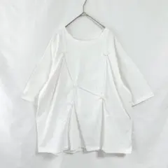 【chouchou】デザイン半袖Tシャツ(M-L)白　ホワイト　ゆったりのサムネイル