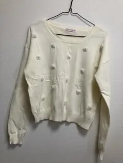 Sorridere 花モチーフ ニット 長袖 ホワイト L