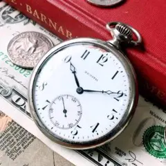 #4018【シックでお洒落】懐中時計 ゼニス 動作品 手巻 アンティーク 銀色のサムネイル