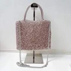 美品　希少　ピンクシルバー　スタンダードスクエアミディアム　チェーン付き 極美品 アンテプリマ スタンダード スクエア ミディアム シルバー