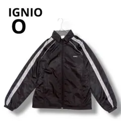 IGNIO 黒 ストライプ ナイロンジャケット Oサイズ　イグニオ　ランニング