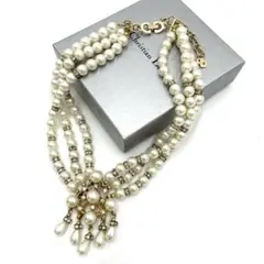 【極美品】ディオール3連 パールネックレス