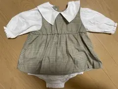 チェック柄襟付きワンピース