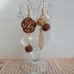 水引＊菓紋【栗和】　梅結び/ピアス/イヤリング