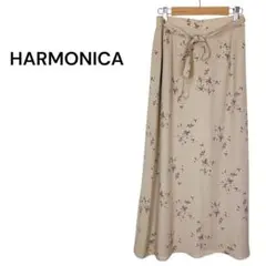 HARMONICA 花柄スカート　ロングスカート ベージュ系　エプロン風のサムネイル