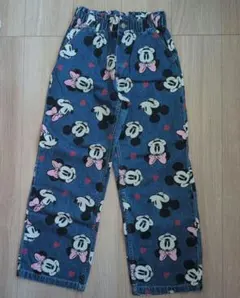 H&M ミッキー ミニーマウス プリント ワイドパンツ　デニム
