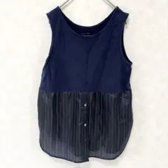 アズノウアズ ドッキング レイヤード風 タンクトップ ノースリーブ ネイビー M