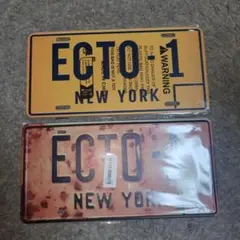 ゴーストバスターズ　エクトワン　ナンバープレート　レプリカ　車　看板　2枚