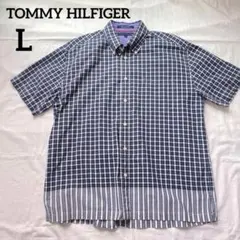 【美品】トミーヒルフィガー 半袖シャツ 綿 チェック L 大きいサイズ メンズ