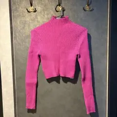 ZARA ハイネック リブニット ピンク S