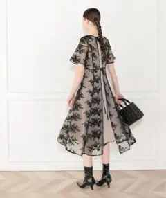 Leja 花柄後ろリボン半袖キャミワンピースセットアップドレス　結婚式　お呼ばれ