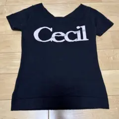 セシルマグビー　Cecil 半袖 ニット トップス ブラック　Ｍのサムネイル