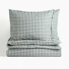 H&M 掛け布団カバーセット ダブル ギンガムチェック ダークグリーン