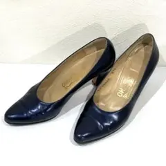 ◆Salvatore Ferragamo フェラガモ パンプス ネイビー系 6Cのサムネイル