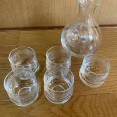 ガラス製お猪口5個セットとピッチャー