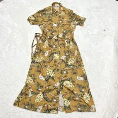afeite 総柄シャツワンピース 半袖 マスタード 9AR