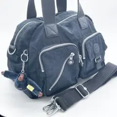 【良品】キプリング　2way ショルダーバッグ　濃紺系　モンキーチャーム付のサムネイル