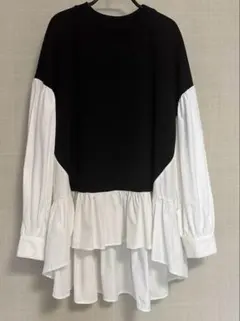 RADATE 異素材ドッキングトップス　レイヤード風　ティアードシャツ