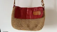 ハンドメイド商品 レッドとベージュのショルダーバッグ