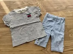 プティマイン　90cm半袖　80cm パールデニムズボン