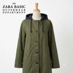 ZARA BASIC カーキ フーデッドコート モッズコート XS カーキのサムネイル