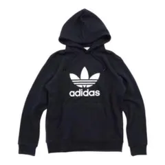 アディダス オリジナルス トレフォイル ロゴ パーカー 黒　サイズXL（O）