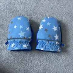 子供用青と白星柄　手袋　3S