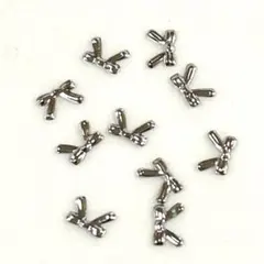 極小　5ミリ 細めリボン　メタルパーツ　シルバー　10個セット