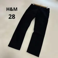 H&M ブラックパンツ 黒 カジュアルパンツ 28 無地