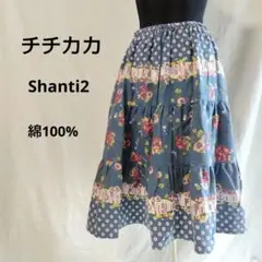 チチカカ　Shanti2　花柄スカート　綿　コットン100　インド製　ティアードのサムネイル