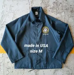 美品 M USA製 ナイロンコーチジャケット 紺 USA古着