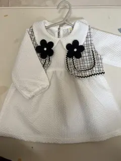 【即日発送】入園式ホワイトワンピース　フラワー付きベスト付き