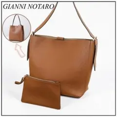 ジャンニノターロ♡ショルダーバッグ トートバッグ レザー ブラウン A4収納