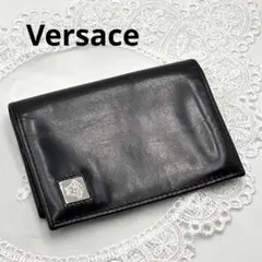未使用級】Versace ヴェルサーチ グレカ柄 レザー 二つ折り財布 札入れ