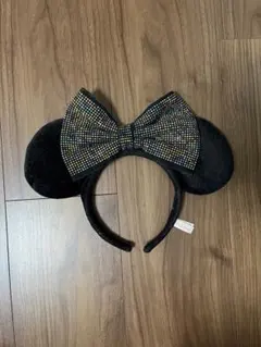 ◾️美品◾️ディズニーカチューシャ 黒 リボン付き
