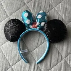 ディズニー カチューシャ ミニー スパンコール ブルー ブラック