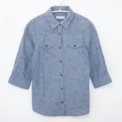 earth music & ecology 花柄シャツ デニム風シャツ 0022