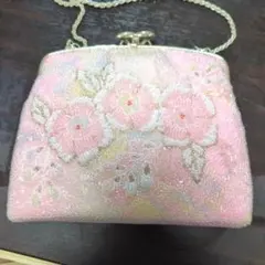 【最終値下げ】総ビーズ刺繍　和装バッグ　チェーンバッグ　パーティーバッグ