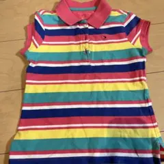 トミーヒルフィガー ピンクボーダーポロ 110 子ども服 トップス カラフル