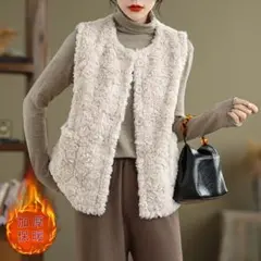 秋冬コーデ 美品 ベスト 袖なし 暖かい ゆったり アウター 3カラー展開