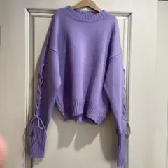 GRL レースアップスリーブ　ラベンダーニット