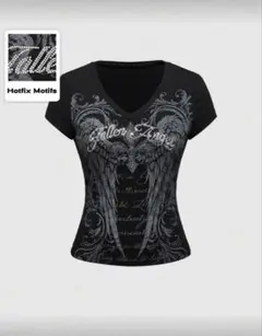 グランジスタイルディストレスト ウイン グプリントTシャツ